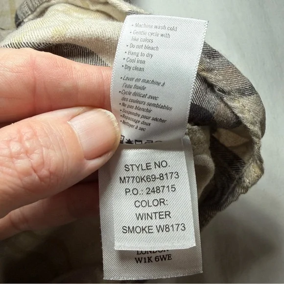 Paige Mens Cotton Everett Plaid Collared Long Sleeve Buttoned-Down Tan Size S - Picture 7 of 8